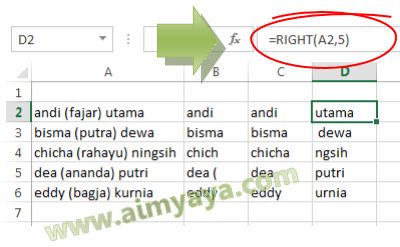  Gambar: Mengambil beberapa huruf akhir dari teks 