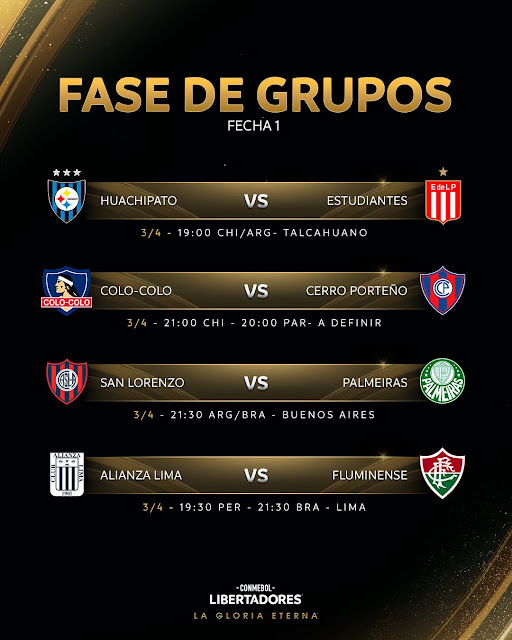 Fixture Fecha 1 Fase de Grupos Copa Libertadores 2024