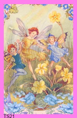 vintage fairies dancing in buttercup flowers