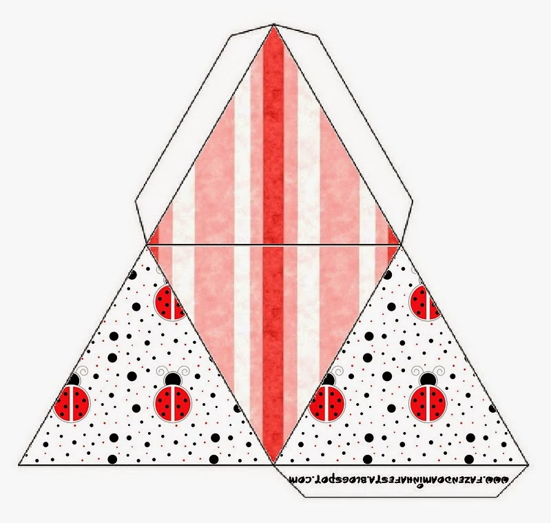 Sweet Ladybugs and Polka Dots Free Printable Pyramid Box.