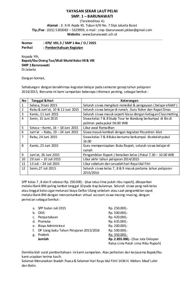  Pengertian Surat Pemberitahuan Kegiatan Resmi merupakan suatu surat resmi yang dikeluarka Inilah Contoh Surat Pemberitahuan Kegiatan Resmi