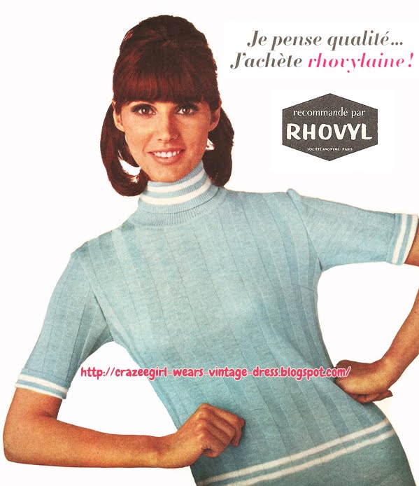 Rhovylaine ! 1966 mod knit top sweater jumper 60s 1960 