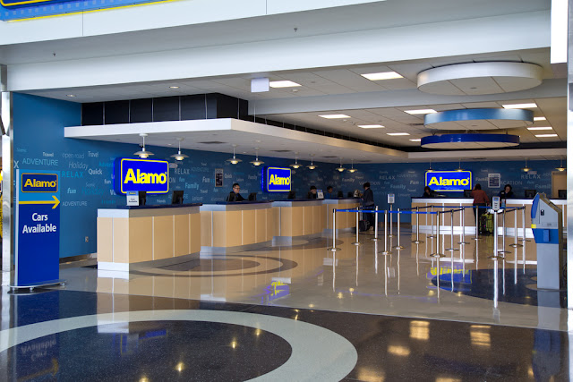 Alamo counter, car rental desk