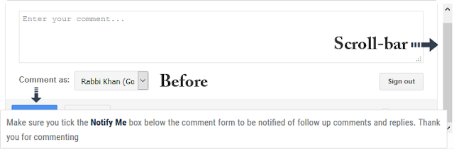 blogger comment box without scroll bar