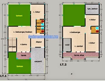 bagus Denah Rumah Sederhana Type 45