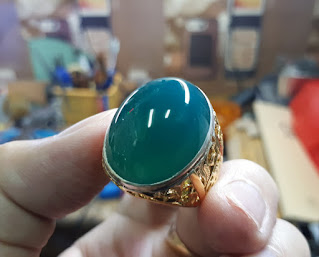 Batu Bacan Doko Super Material Coklat BC051 Ikatan Perak Ukir