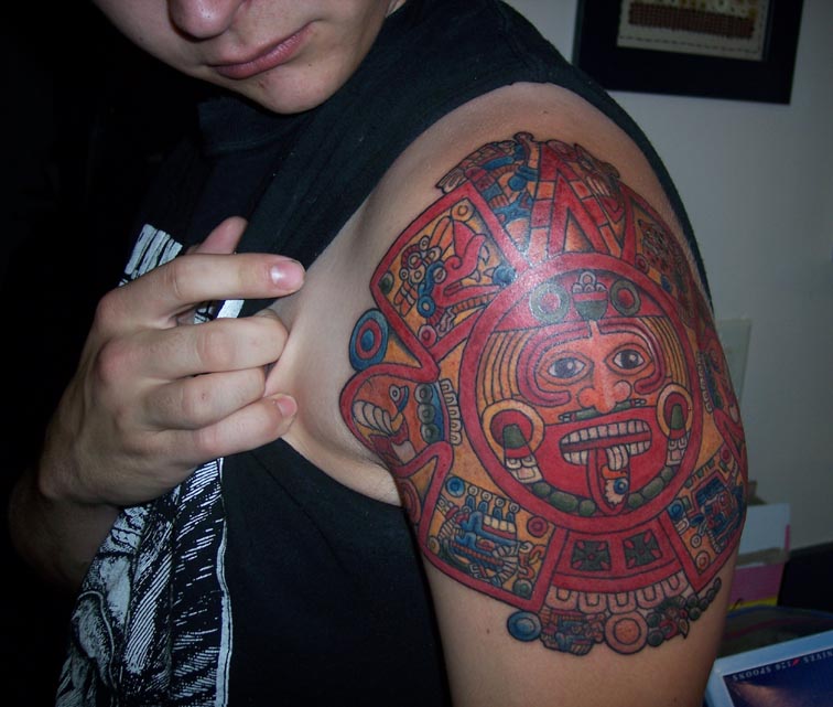 Aztec and Mayan tattoo designs are popular with those of Aztec or Mayan