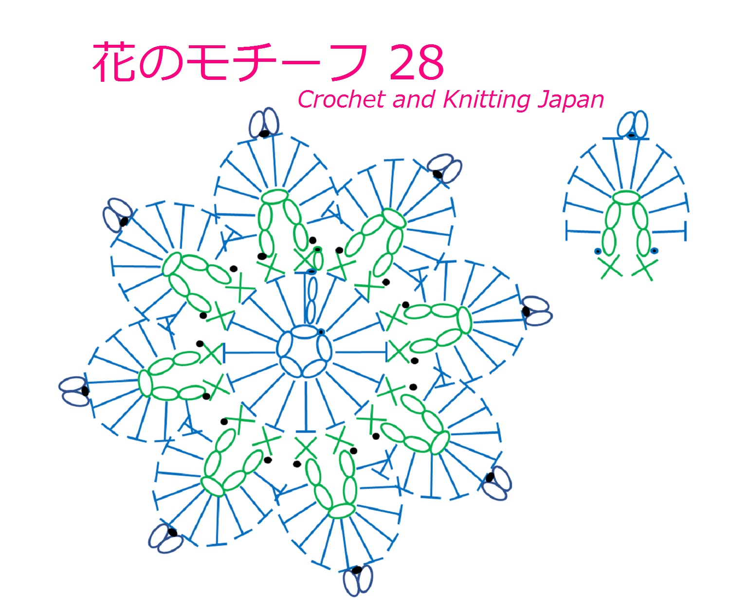 かぎ編み Crochet Japan クロッシェジャパン 花のモチーフ 28 かぎ針編み 編み図 字幕解説 Crochet Flower Motif Crochet And Knitting Japan