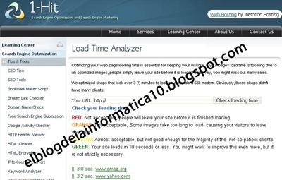 Conocer tiempo de descarga de una web o blog