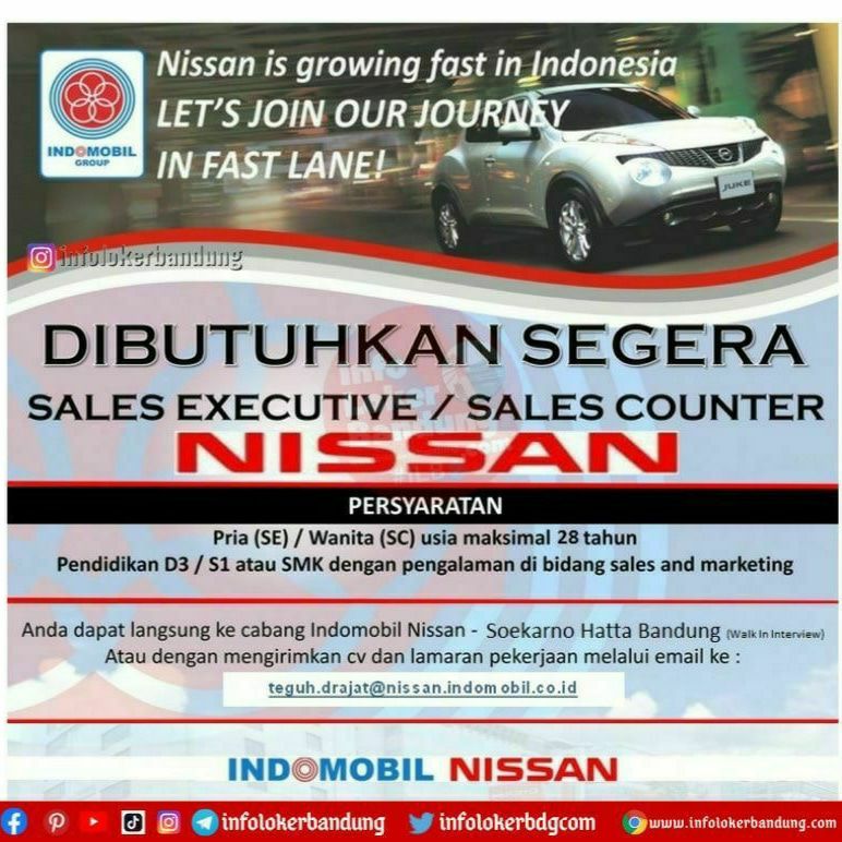 Lowongan Kerja Indomobil Nissan Soekarno Hatta Bandung Agustus 2022