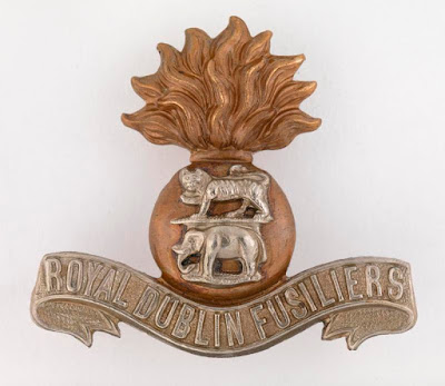 Cap badge of the Royal Dublin Fusiliers used under the IWM Non-Commercial Licence, © IWM (INS 7233)