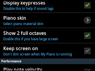 Pengaturan piano android