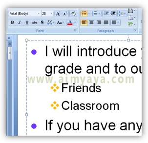  Teks dalam powerpoint biasanya disajikan dalam bentuk bullet bulat Cara Mengganti Bentuk Bullet di Slide Powerpoint