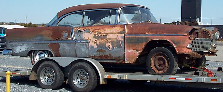 Some good'ol boys from Georgia trailered this rusty 1955 Chevy Bel Air 
