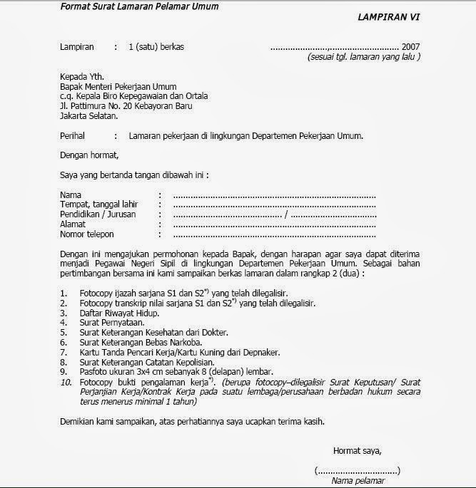 Contoh Surat Lamaran Kerja CPNS 2018  Kata Kata Gokil 