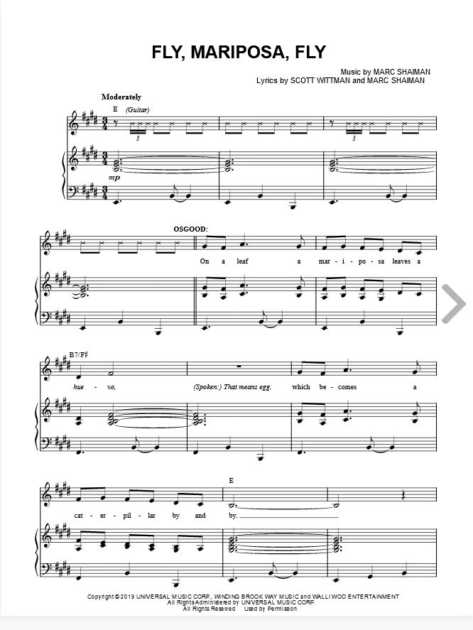 fly mariposa fly sheet music