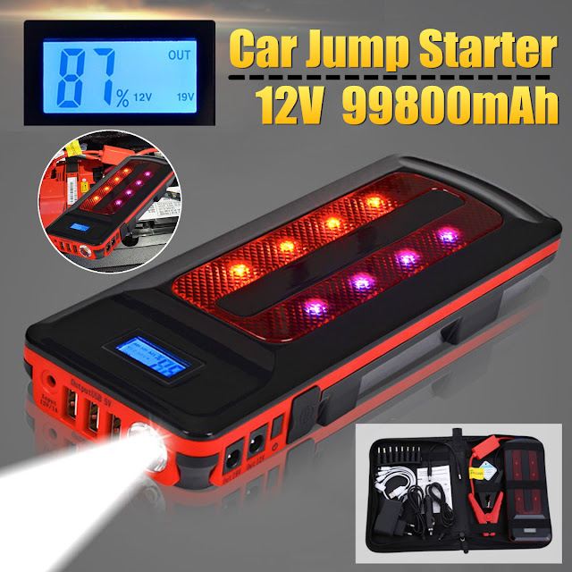 99800mAh Portable Car Jump Starter 4 Modes Smart Jumper Polymer Lithium Battery With Case