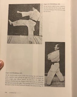 Gichin Funakoshi Demonstrating Keriage in Rentan Goshin Karate Jutsu (Karate Jutsu)