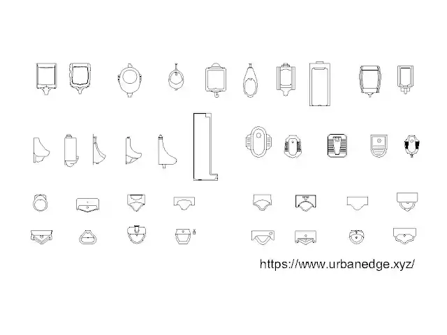 Urinals cad block download, 35+ Urinal cad block