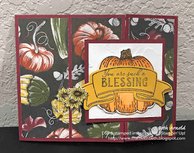 Hello Harvest Offset Gate Fold Thanksgiving card grateful gratitude friendship fun fold card Rustic Harvest DSP