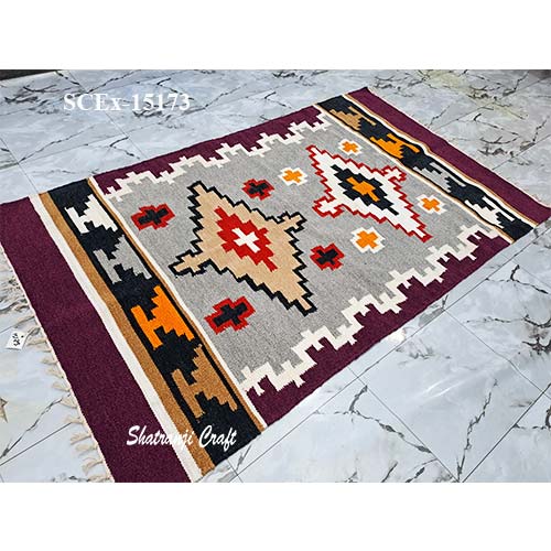 Satranji latest design (3'x5' feet) red, yellow, sky blue mat in Rangpur শতরঞ্জি দাম SCEx-15173