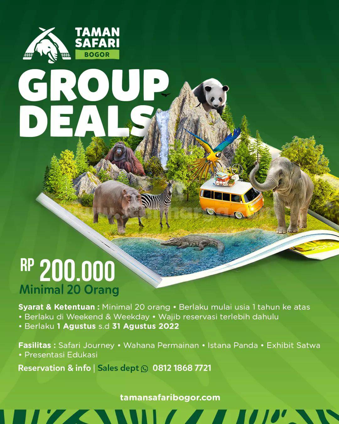 Promo TAMAN SAFARI GROUP DEALS! Harga Tiket Masuk cuma 200Rb*