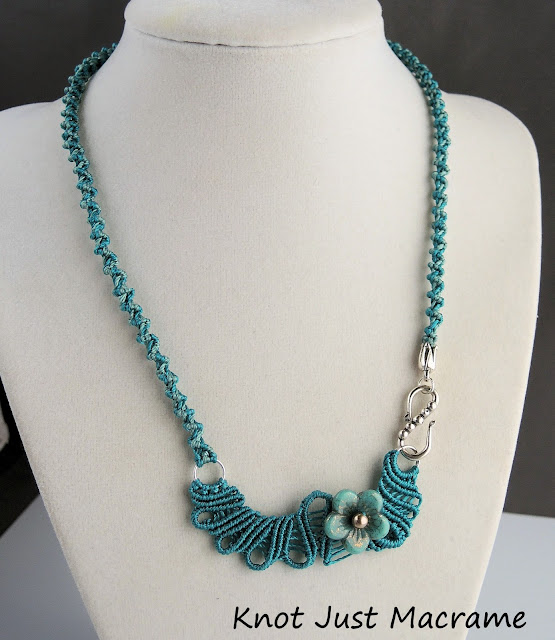 Freeform micro macrame necklace by Sherri Stokey