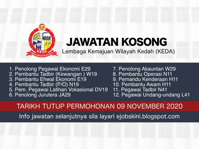 Jawatan Kosong KEDA November 2020