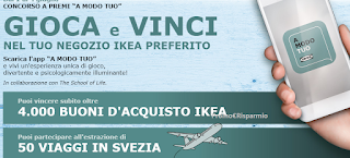 Logo Ikea '' A modo tuo'': vinci gratis 4.000 buoni spesa e 50 viaggi in Svezia