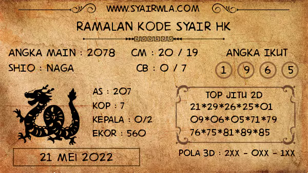 Ramalan HK Sabtu 21-05-2022