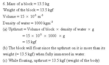 Selina ICSE Solutions for Class 9 Physics Chapter 5 Upthrust in Fluids, Archimedes’ Principle and Floatation