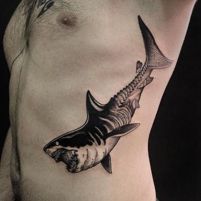 black-ink-shark-ribs-side-tattoo