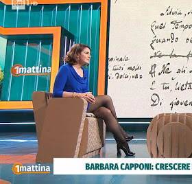 Barbara Capponi vestito blu oggi 16 marzo 2023