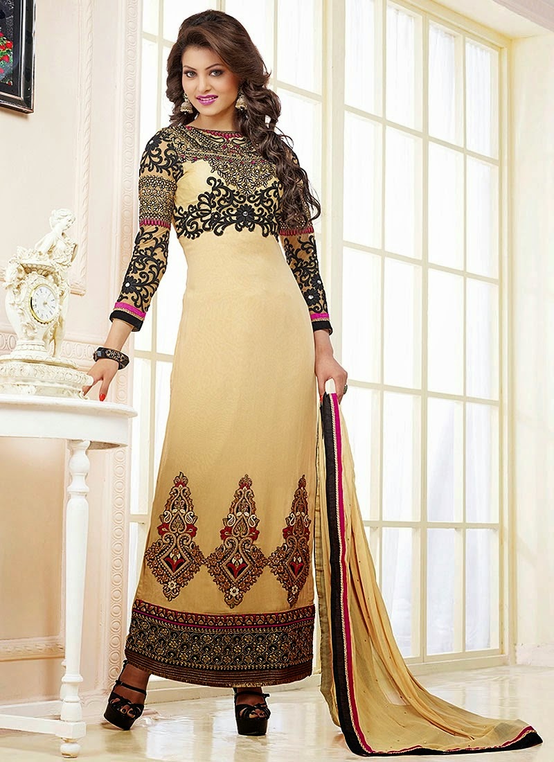 New Designer Urvashi Rautela Georgette Churidar Suit