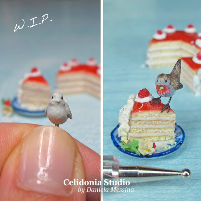 Miniatura Pettirosso su Torta by Celidonia - Daniela Messina