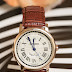 Copper gold cartier brand watch with brown leather crocodile strap