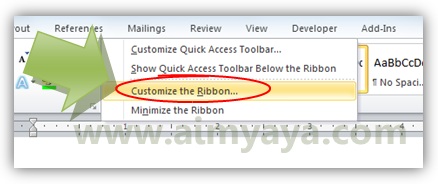 Melalui ribbon kita sanggup mengakses banyak sekali akomodasi yang disediakan di Microsoft word Cara Membuat Tab Ribbon Baru di Ms Word
