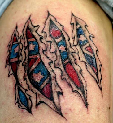 rebel flag tattoo with skin rip are cool tattoos for guys and menthis realy 