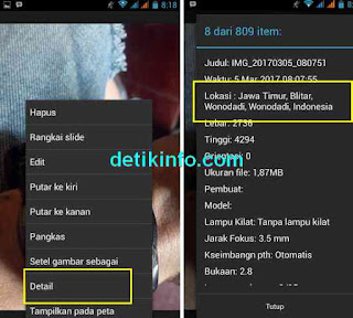 Cara melacak info lokasi jepretan Foto Android