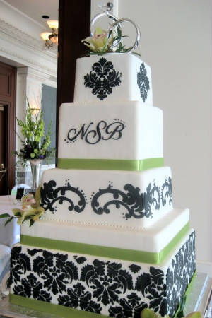 Black And White And Green Wedding Cakes
