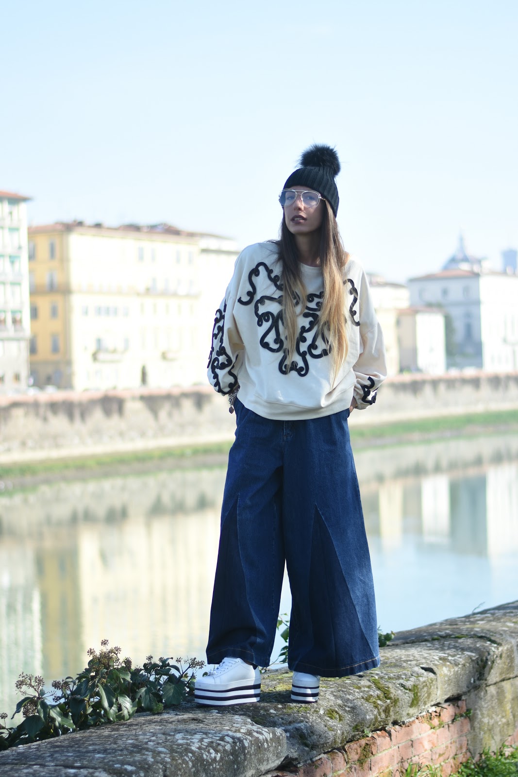 pantaloni palazzo denim