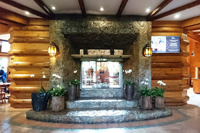 The fireplace at The Manor at Camp John Hay lobby