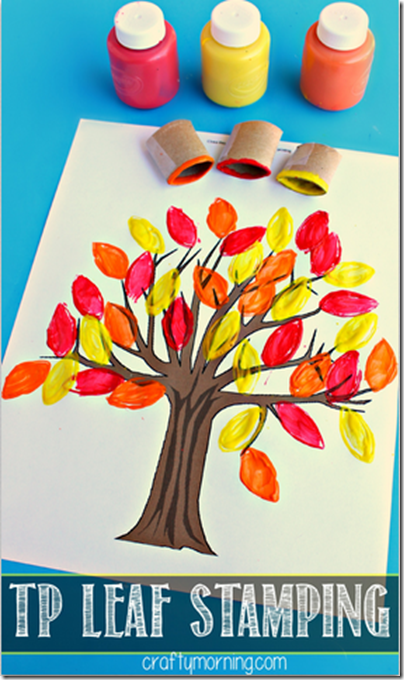 TP Stamped Fall Tree Craft for Kids #fall #craftsforkids #preschool