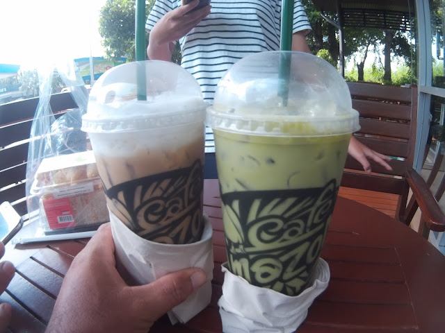 Iced Coffee and Green Tea at Amazon cafe Thailand