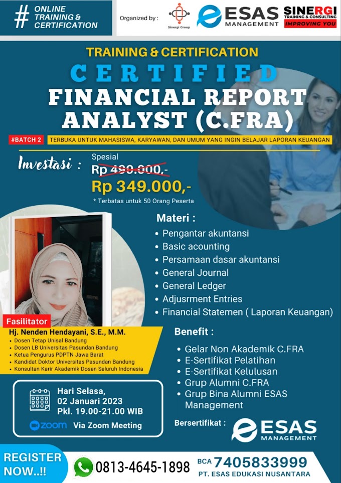 WA.0813-4645-1898 | Certified Financial Report Analyst (C.FRA) 2 Januari 2023