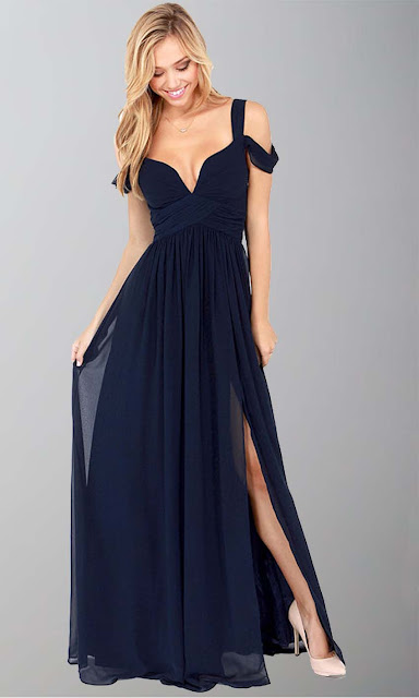 dark navy pleated maxi dress