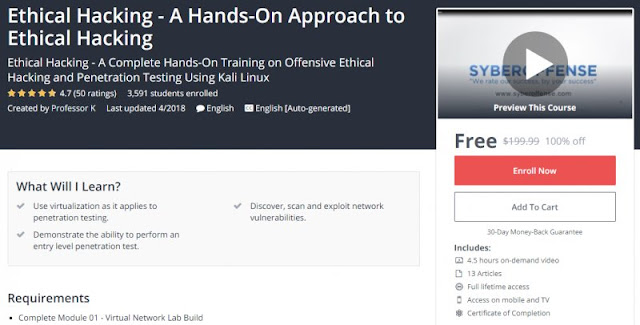 [100% Off] Ethical Hacking - A Hands-On Approach to Ethical Hacking| Worth 199,99$