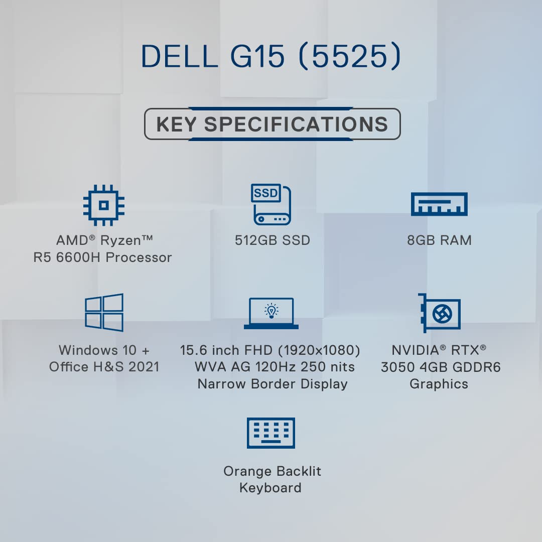 Dell Gaming G15 5525, AMD R5-6600H, 8GB, 512GB SSD, RTX 3050 (4GB GDDR6), 15.6 inch
