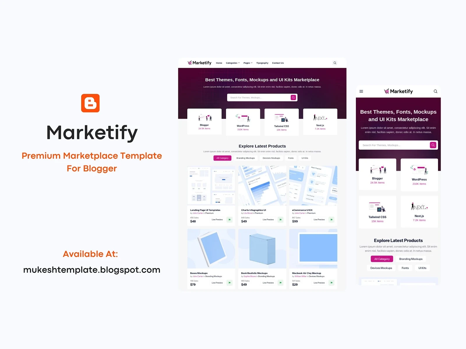 Marketify - Premium Marketplace Template For Blogger