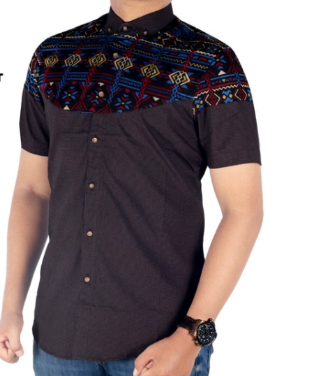  BusanaMuslim Model  model  Baju  Batik Pria  Lengan Pendek 